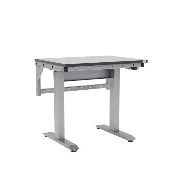 Arbejdsbord ErgoMini 800x620mm HPL bordplade, lys gr&aring;