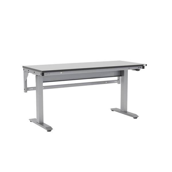Arbejdsbord ErgoMini 1500x620mm HPL bordplade, lys gr&aring;