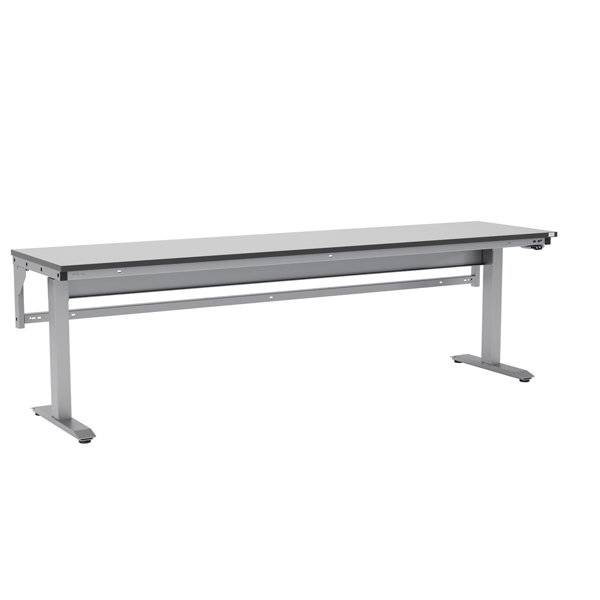 Arbejdsbord ErgoMini 2500x620mm HPL bordplade, lys gr&aring;