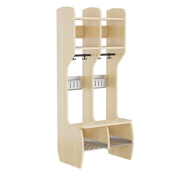 M&aring;ns garderobe fritst&aring;ende med 2 pladser i birk laminat