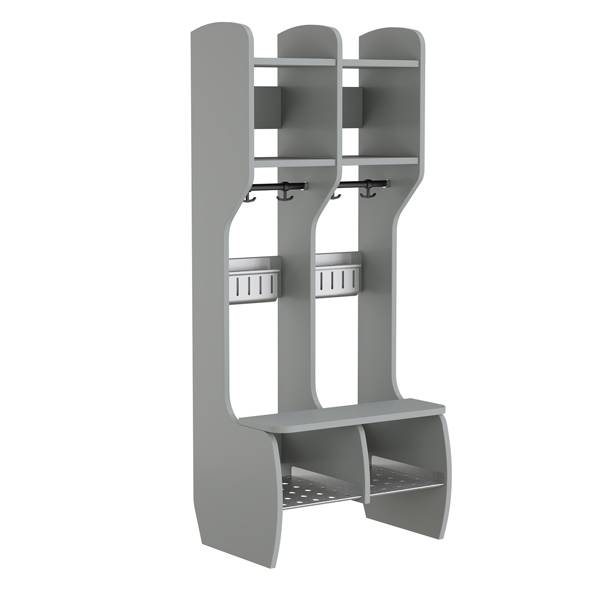 M&aring;ns garderobe fritst&aring;ende med 2 pladser i gr&aring; laminat