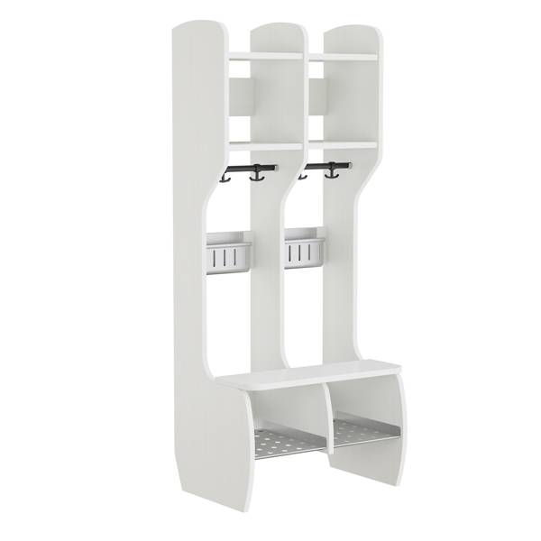 M&aring;ns garderobe fritst&aring;ende med 2 pladser i hvid laminat