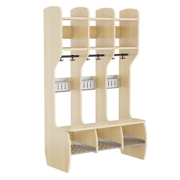 M&aring;ns garderobe fritst&aring;ende med 3 pladser i birk laminat