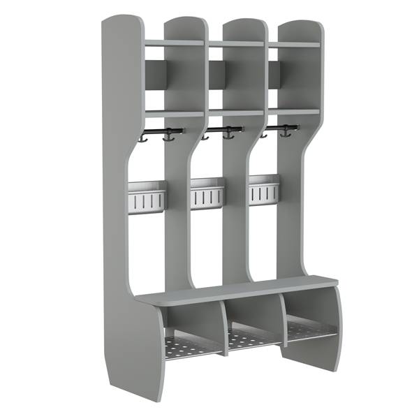 M&aring;ns garderobe fritst&aring;ende med 3 pladser i gr&aring; laminat