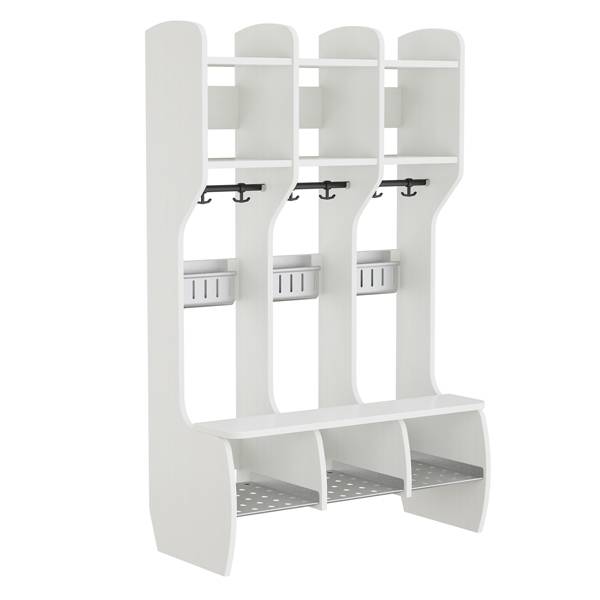 M&aring;ns garderobe fritst&aring;ende med 3 pladser i hvid laminat