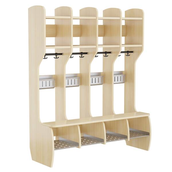 M&aring;ns garderobe fritst&aring;ende med 4 pladser i birk laminat