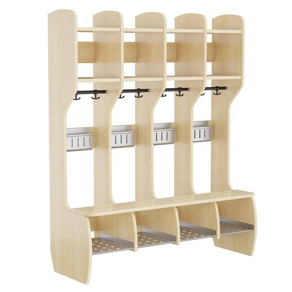 M&aring;ns garderobe fritst&aring;ende med 4 pladser i birk laminat