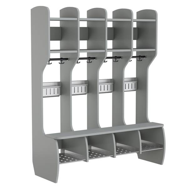 M&aring;ns garderobe fritst&aring;ende med 4 pladser i gr&aring; laminat