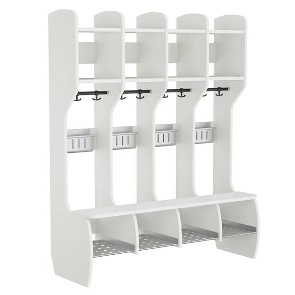 Måns garderobe fritstående med 4 pladser i hvid laminat