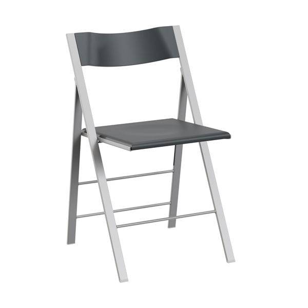 Klapstol Mini med antracit s&aelig;de og ryg og alugr&aring;t stel 