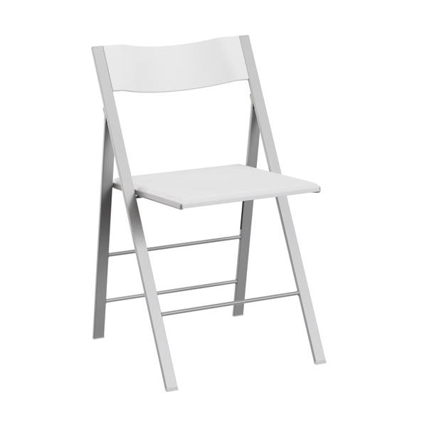 Klapstol Mini med hvidt sæde og ryg og alugråt stel 