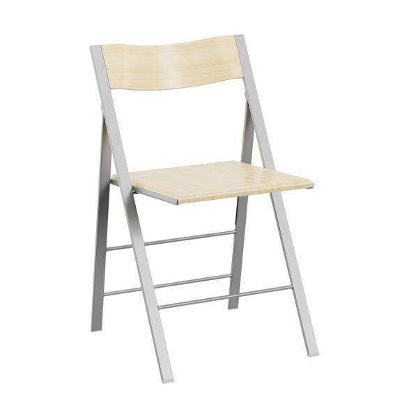 Klapstol Mini med birk fin&eacute;r s&aelig;de og ryg og alugr&aring;t stel 