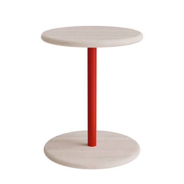 Taburet Donut &Oslash;36cm, 45cm h&oslash;j i hvidpigmenteret ask p&aring; r&oslash;dt stel