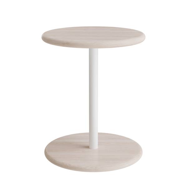 Taburet Donut Ø36cm, 45cm høj i hvidpigmenteret ask på hvidt stel