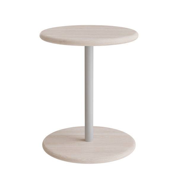 Taburet Donut &Oslash;36cm, 45cm h&oslash;j i hvidpigmenteret ask p&aring; alugr&aring;t stel