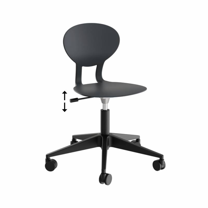 Rocka 3079M elevstol med sort s&aelig;de og hjul