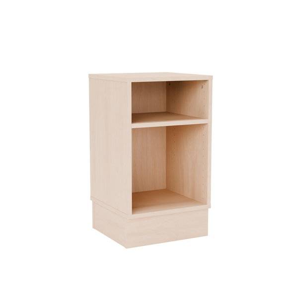 Stig reol med halvanden rum p&aring; sokkel 720x415x400mm eg laminat 