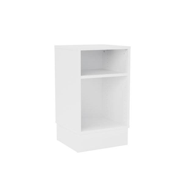 Stig reol med halvanden rum p&aring; sokkel 720x415x400mm hvid laminat 