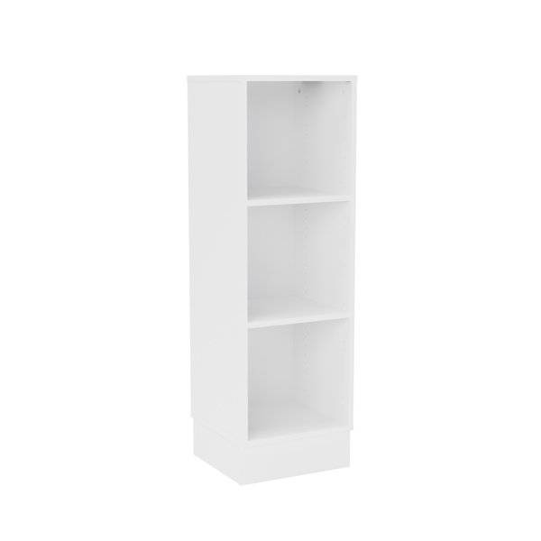 Stig reol med 3 rum p&aring; sokkel 1300x415x400mm hvid laminat 