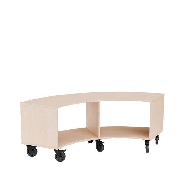 Stig reol buet p&aring; hjulplade 2 rum 530x1500x595mm lys eg laminat
