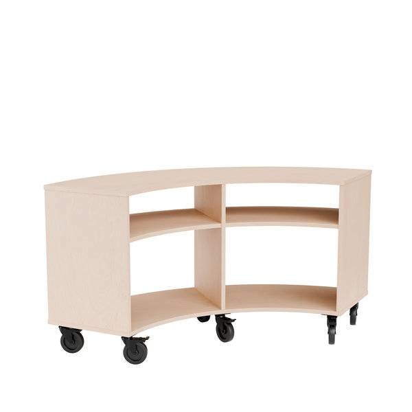 Stig reol buet 4 rum p&aring; hjulplade 720x1500x595mm lys eg laminat