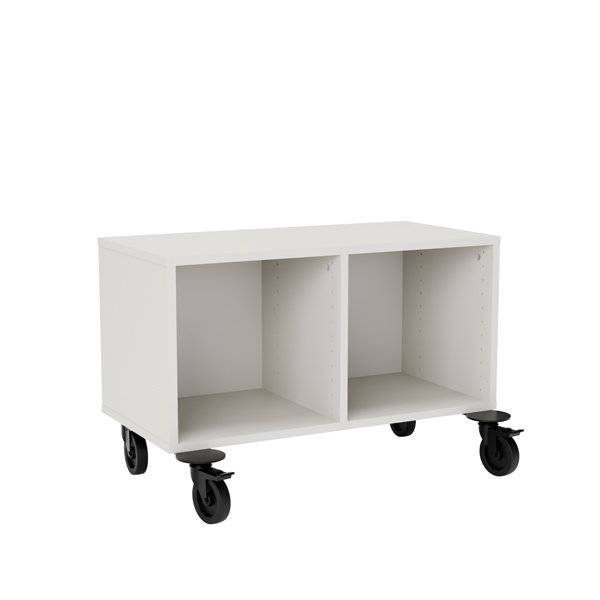 Stig reol med 2 rum p&aring; hjulplade 530x810x400mm gr&aring; laminat