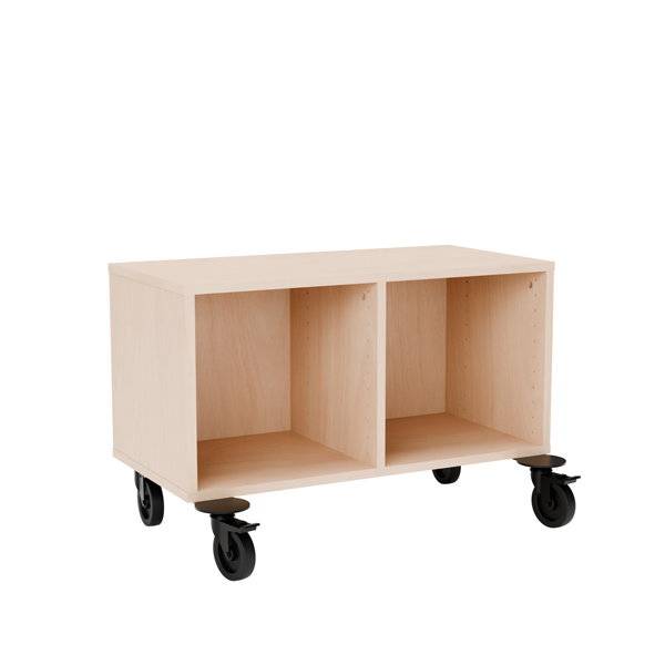 Stig reol med 2 rum p&aring; hjulplade 530x810x400mm lys eg laminat