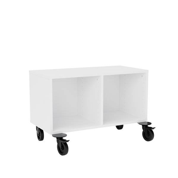 Stig reol med 2 rum p&aring; hjulplade 530x810x400mm hvid laminat