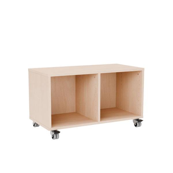 Stig reol med 2 rum p&aring; sm&aring; hjul 480x810x400mm lys eg laminat