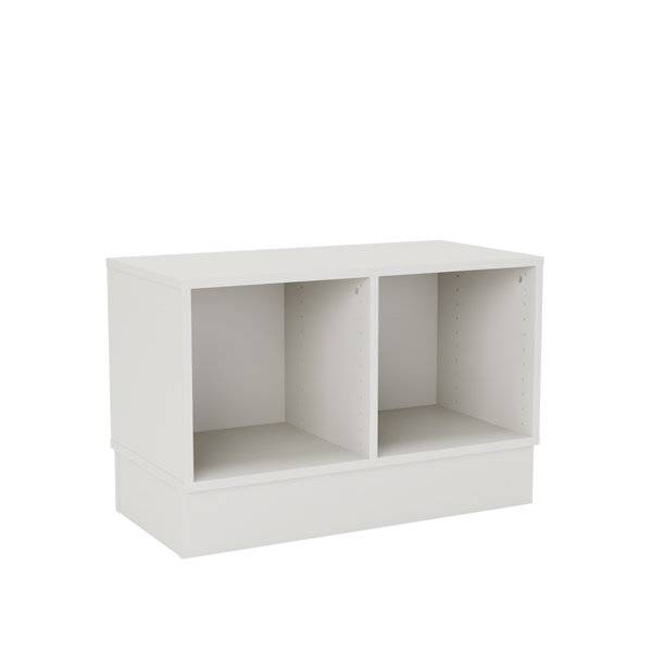 Stig reol med 2 rum p&aring; sokkel 530x810x400mm gr&aring; laminat 