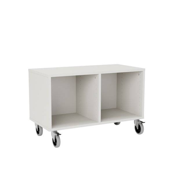 Stig reol med 2 rum p&aring; store hjul 520x810x400mm gr&aring; laminat