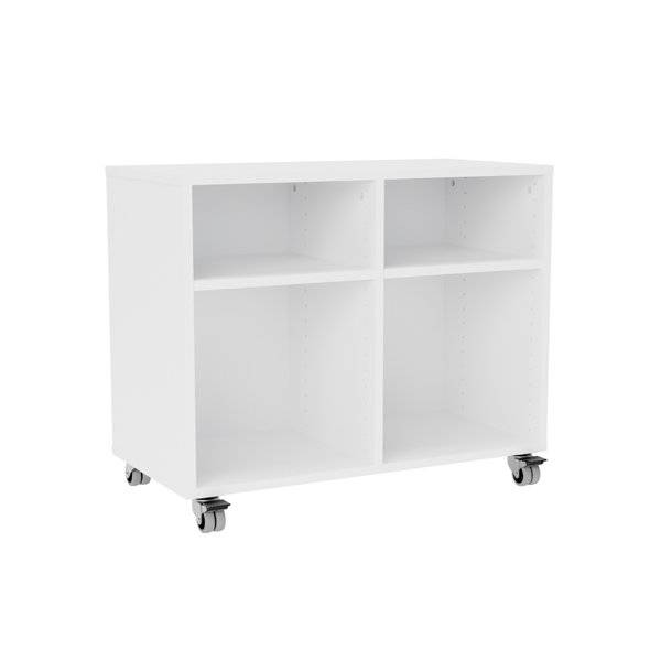 Stig reol med 4 rum p&aring; sm&aring; hjul 670x810x400mm hvid laminat