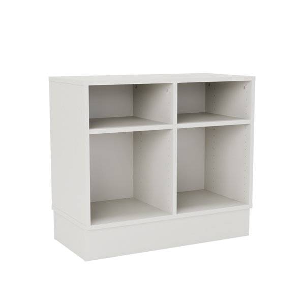 Stig reol med 4 rum p&aring; sokkel 720x810x400mm gr&aring; laminat