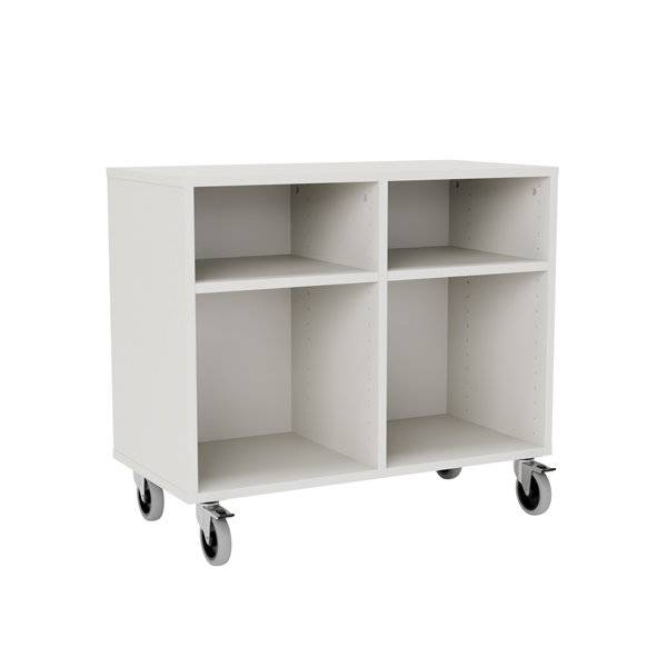 Stig reol med 4 rum p&aring; store hjul 710x810x400mm gr&aring; laminat