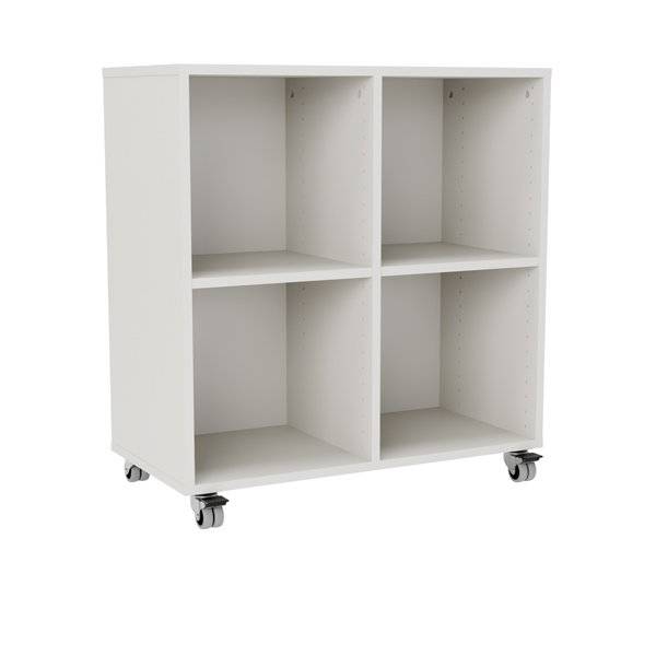 Stig reol med 4 rum p&aring; sm&aring; hjul 915x810x400mm gr&aring; laminat