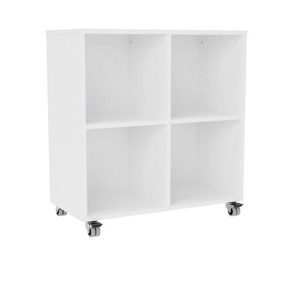 Stig reol med 4 rum p&aring; sm&aring; hjul 915x810x400mm hvid laminat