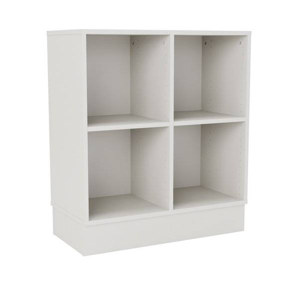 Stig reol med 4 rum p&aring; sokkel 915x810x400mm gr&aring; laminat