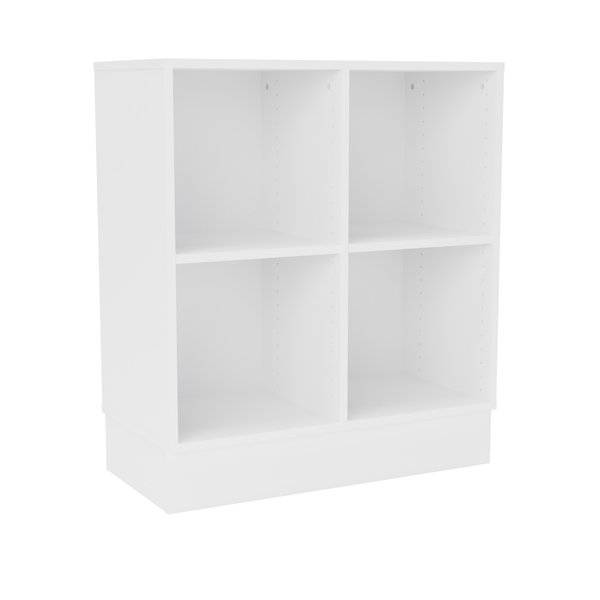 Stig reol med 4 rum p&aring; sokkel 915x810x400mm hvid laminat