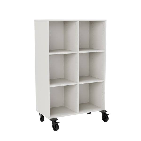 Stig reol med 6 rum p&aring; hjulplade 1300x810x400mm gr&aring; laminat