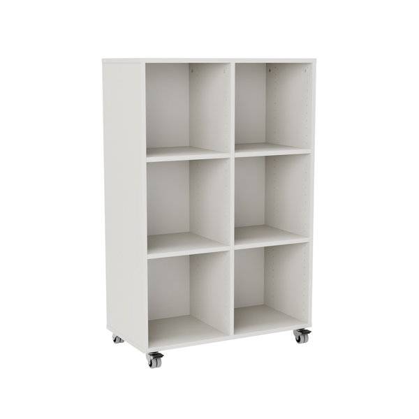 Stig reol med 6 rum p&aring; sm&aring; hjul 1250x810x400mm gr&aring; laminat