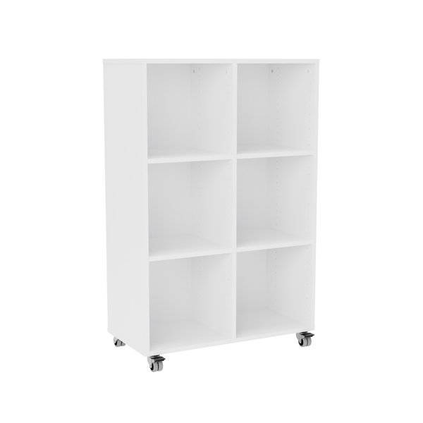 Stig reol med 6 rum p&aring; sm&aring; hjul 1250x810x400mm hvid laminat