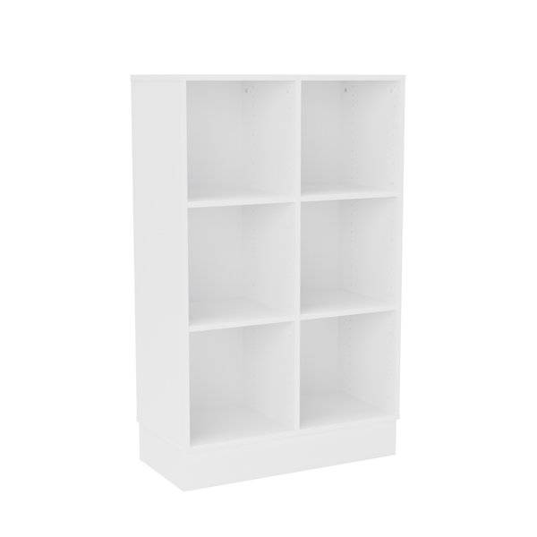 Stig reol med 6 rum p&aring; sokkel 1300x810x400mm hvid laminat