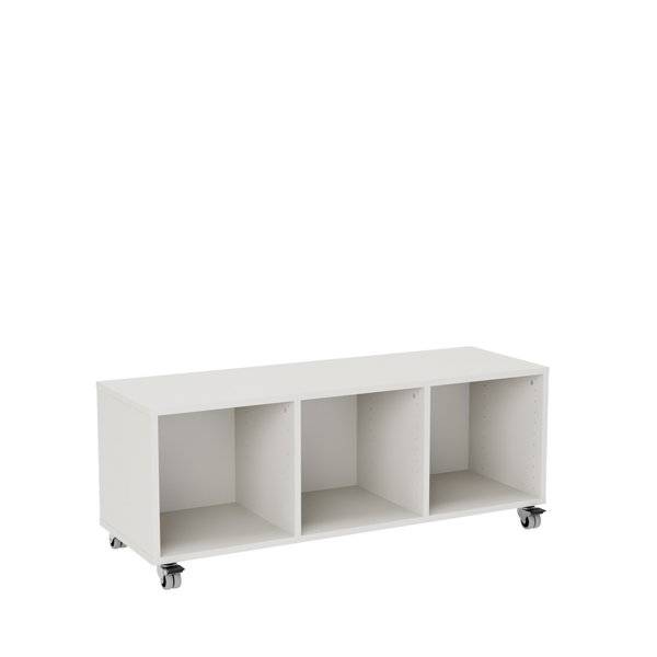 Stig reol med 3 rum p&aring; sm&aring; hjul 480x1200x400mm gr&aring; laminat