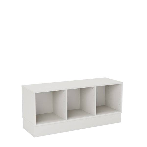Stig reol med 3 rum p&aring; sokkel 480x1200x400mm gr&aring; laminat