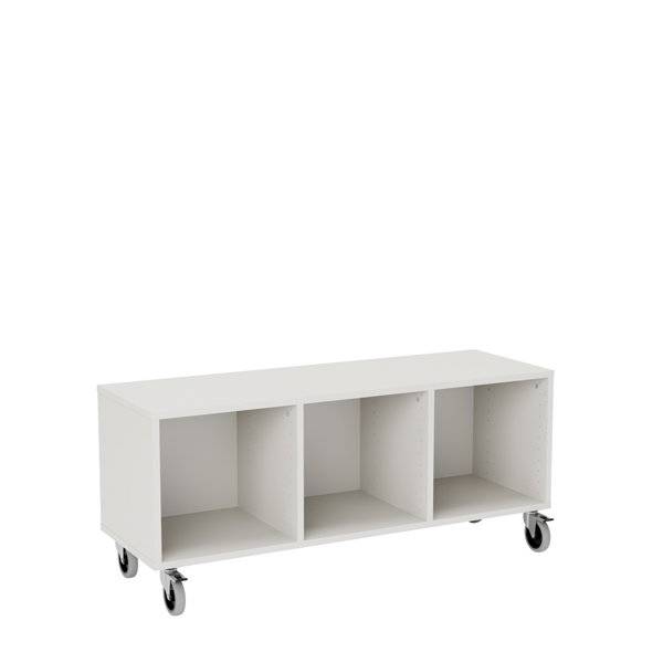Stig reol med 3 rum p&aring; store hjul 520x1200x400mm gr&aring; laminat