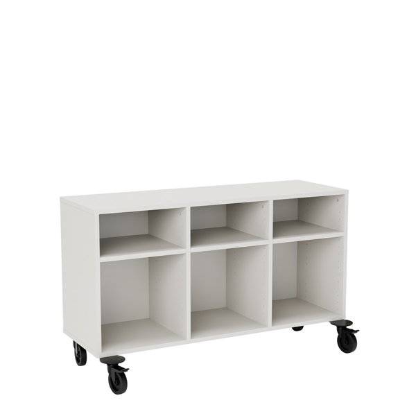 Stig reol med 6 rum p&aring; hjulplade 720x1200x400mm gr&aring; laminat