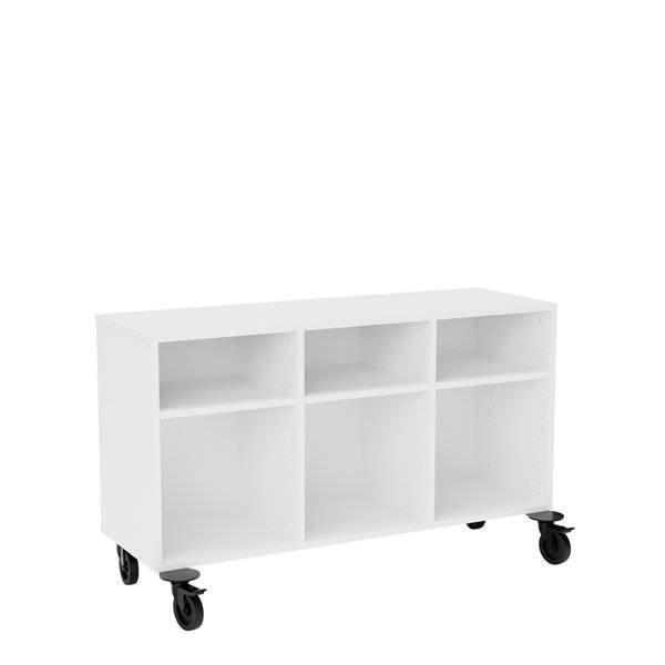 Stig reol med 6 rum p&aring; hjulplade 720x1200x400mm hvid laminat