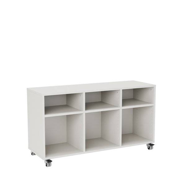 Stig reol med 6 rum p&aring; sm&aring; hjul 670x1200x400mm gr&aring; laminat