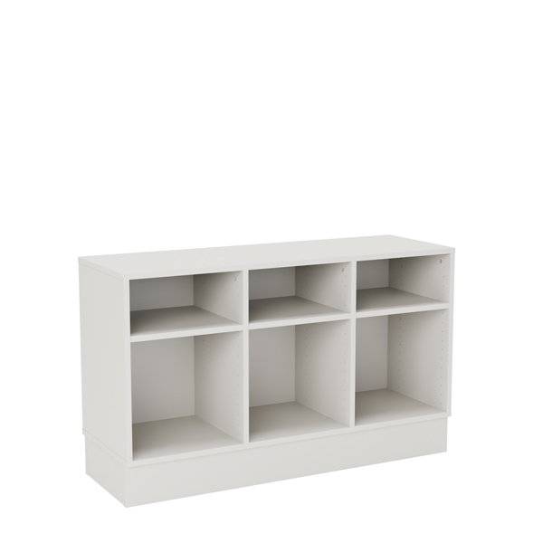 Stig reol med 6 rum p&aring; sokkel 720x1200x400mm gr&aring; laminat