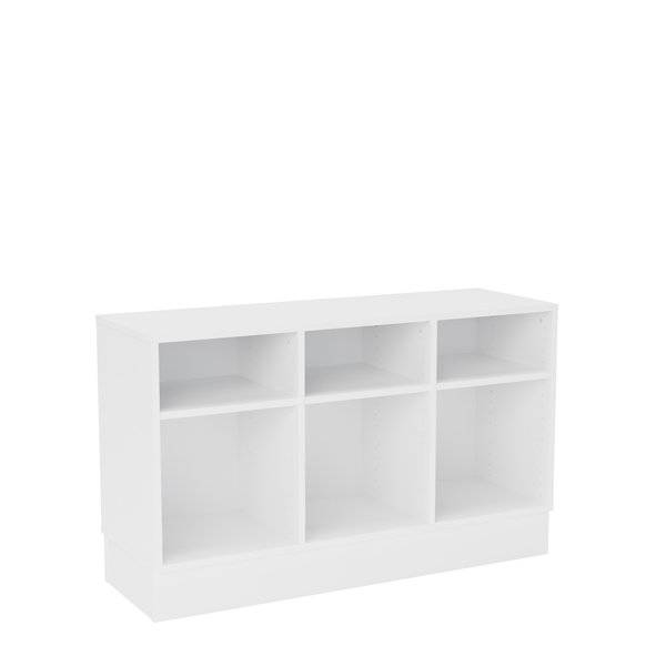 Stig reol med 6 rum p&aring; sokkel 720x1200x400mm hvid laminat